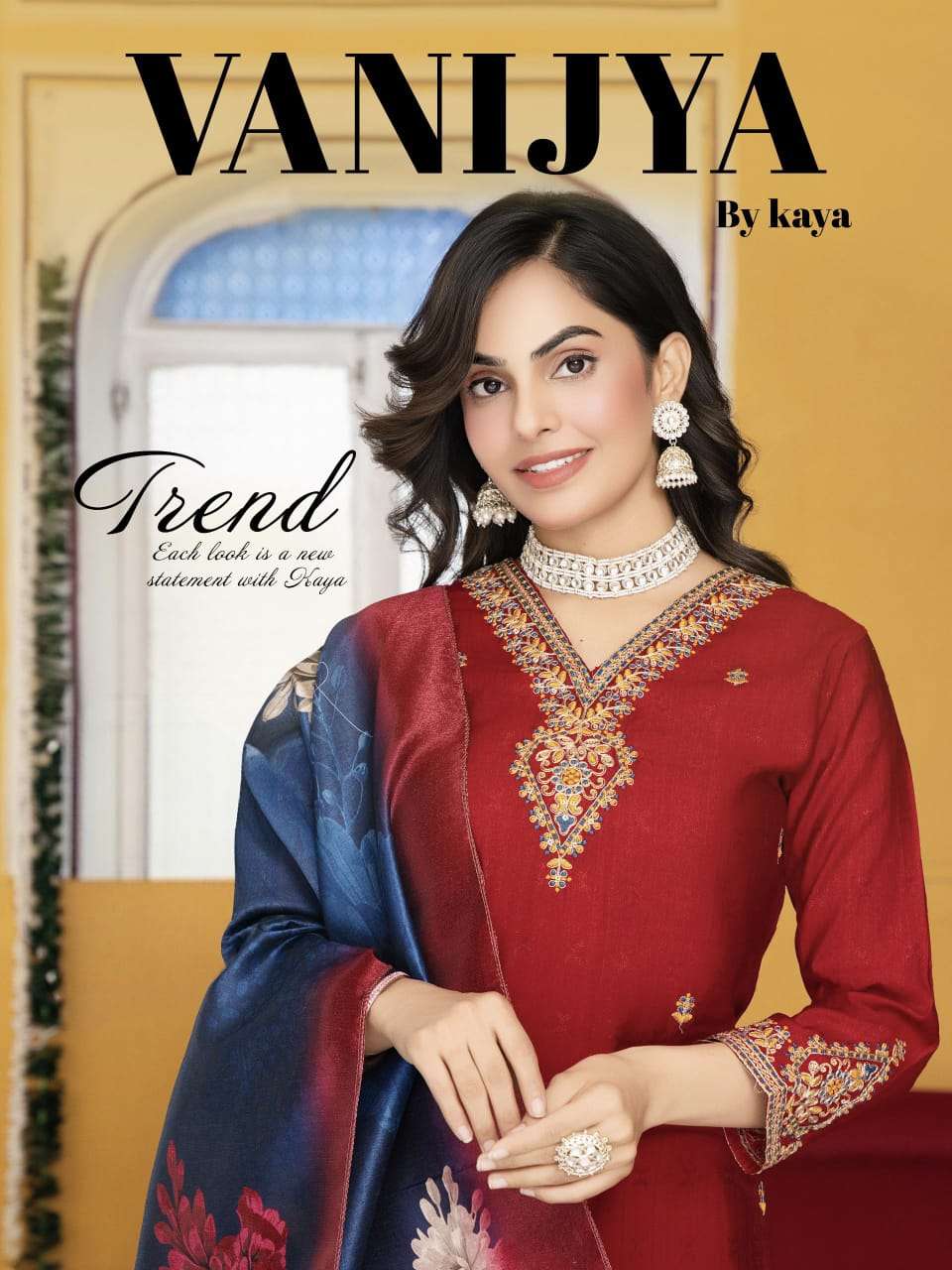 Vanijya Kaya Kurti 3 Piece Straight Cut Suit Set Premium Kurti Pant Dupatta at Krisha Creation Surat