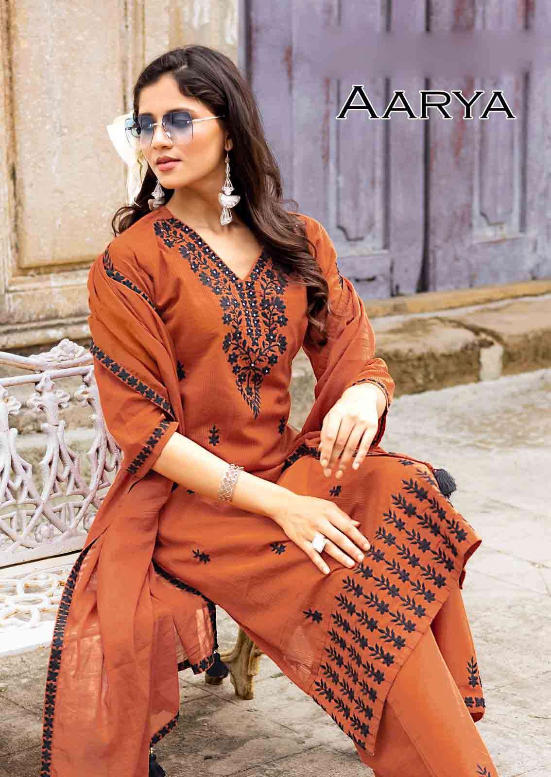 Aarya Kadlee Pure Cotton Handwork and Threadwork Fancy Kurti Collection online at krisha creation wholesaler