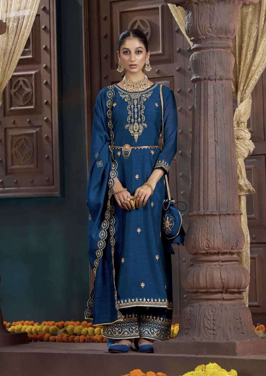 Akshara Rangoon Silk with Fancy Code Work Salwar Suit for Diwali Festive Online at Krisha creation