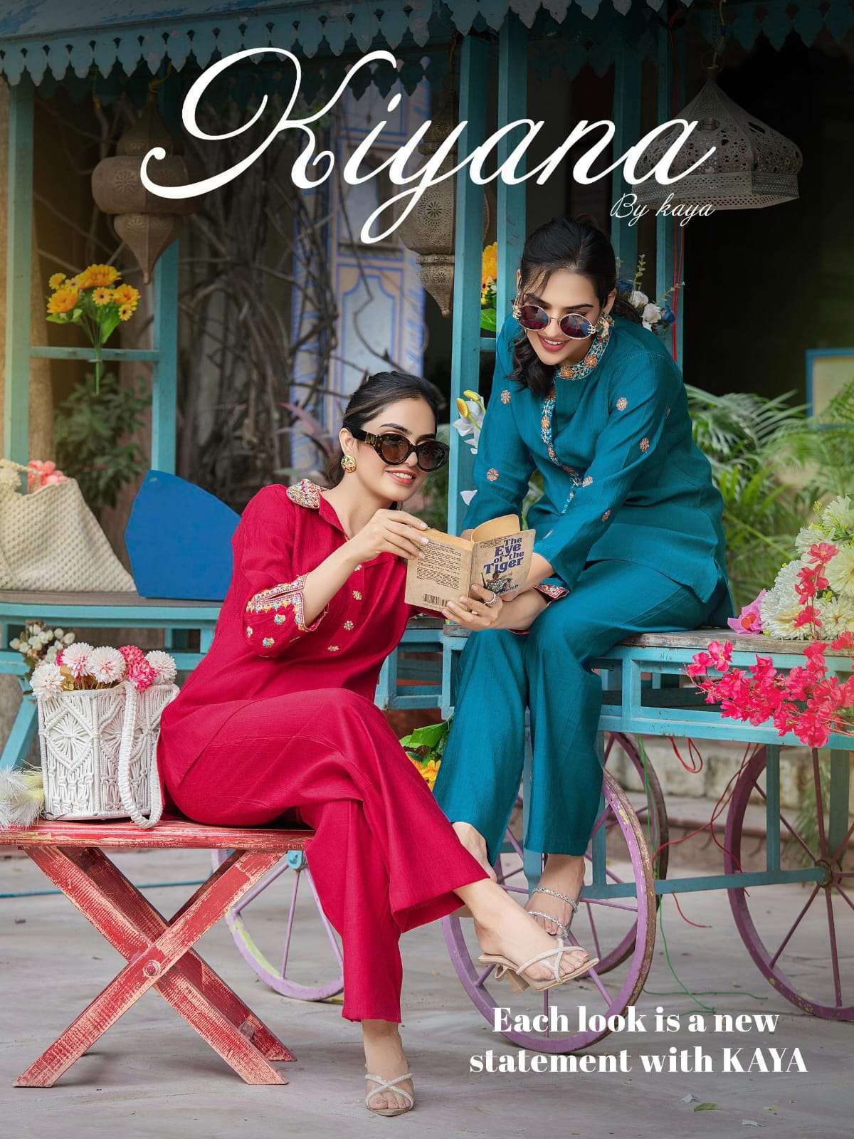 Kiyana Kaya Vertican Embroidery Designer Cord Set Online at Wholesaler Krisha Creation