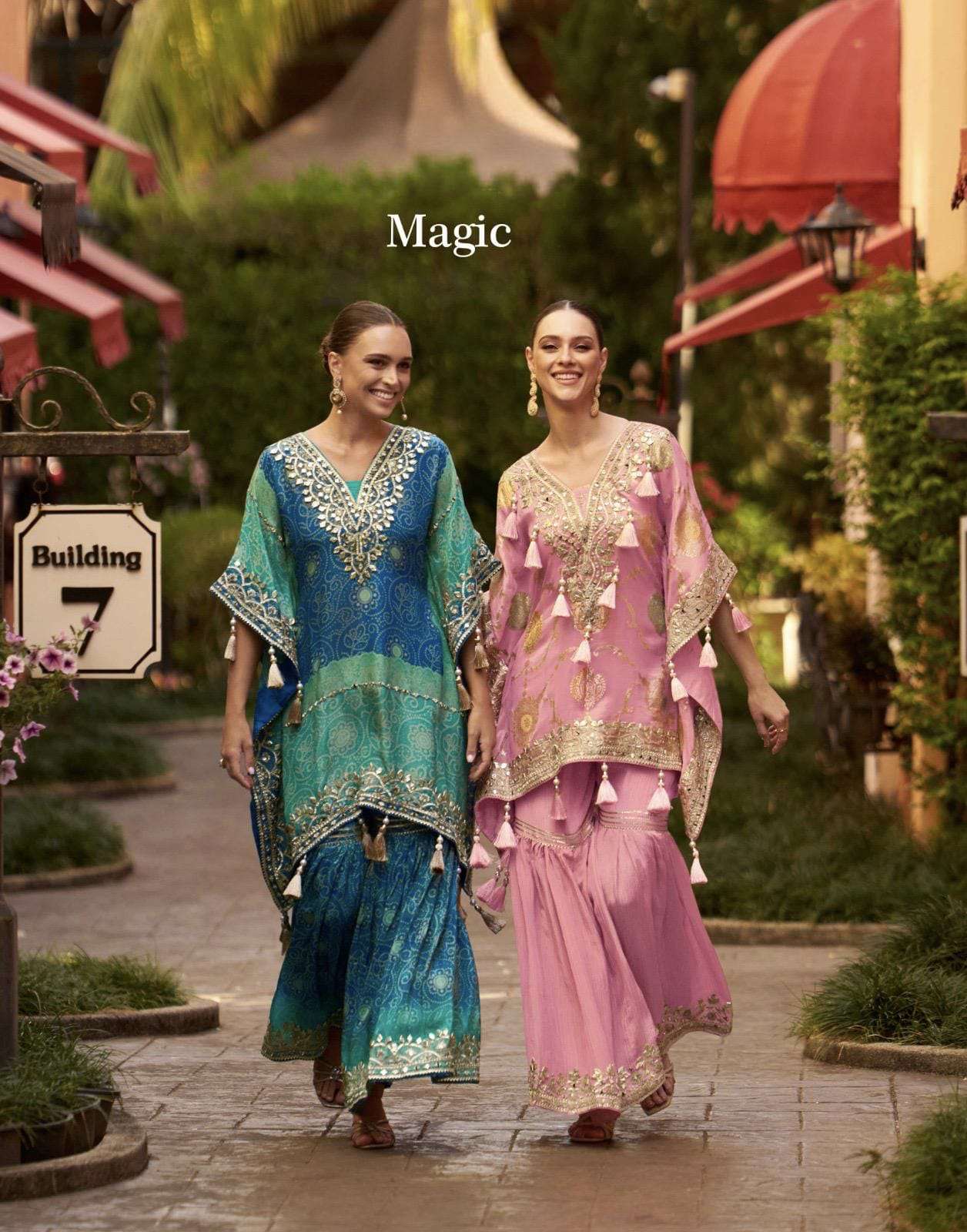 Magic Sayuri Pure Viscose Jacquard Silk Hand mirror Tredy Designer Kaftan with Gharara at krisha creation