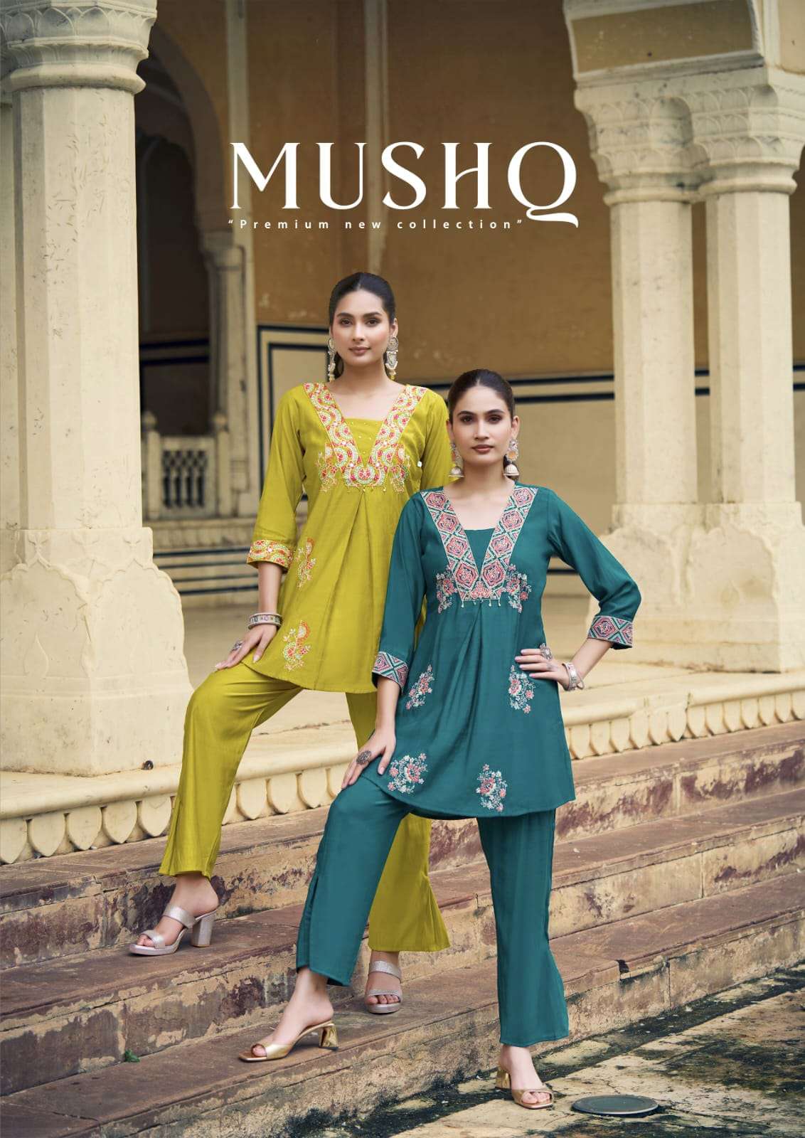 Mushq Premium Viscose Roman Thread Work Cord Sets Collection at krisha creation