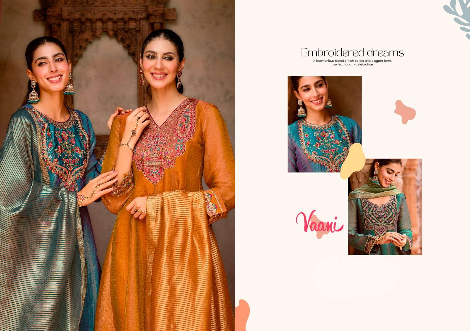 Vaani Festival Collection by Lily Lali Fancy Silk Embroidery Kurti Pant Dupatta Set Krisha Creation Surat