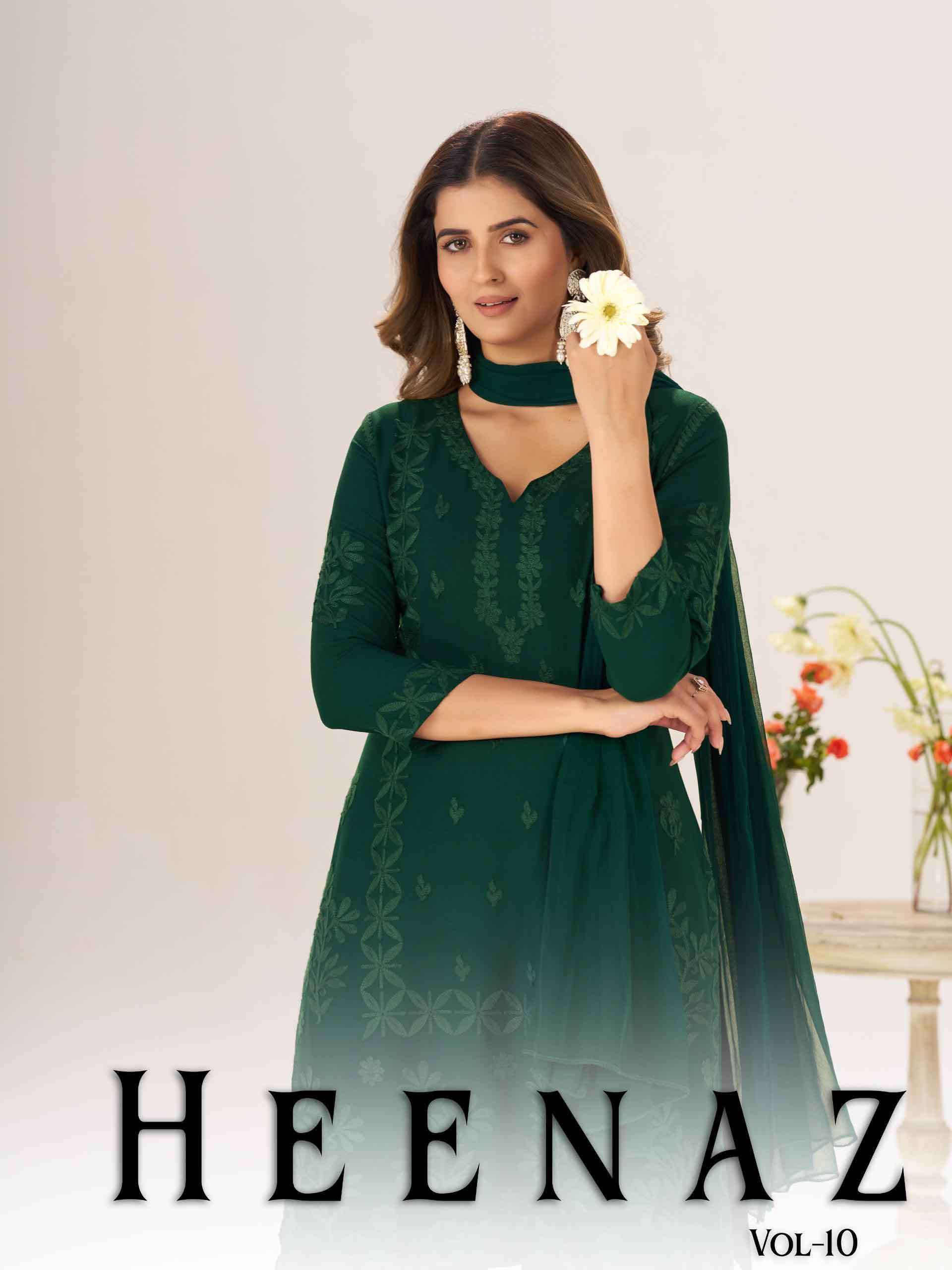 Blue Hills Heenaz vol 10 Heavy Rayon with Embroidery Work Top Sharara with Dupatta set at krisha creation