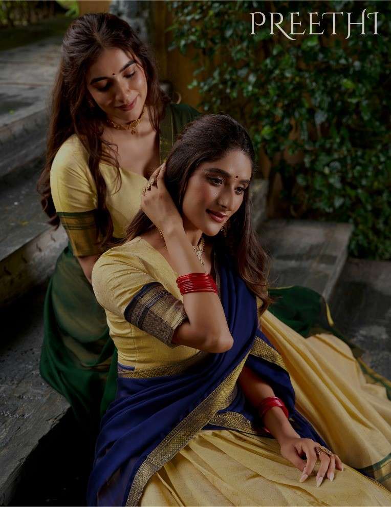 PREETHI Lehenga Collection Elegant Zari Kanchipuram Half Saree by Krisha Creation Wholesaler Surat