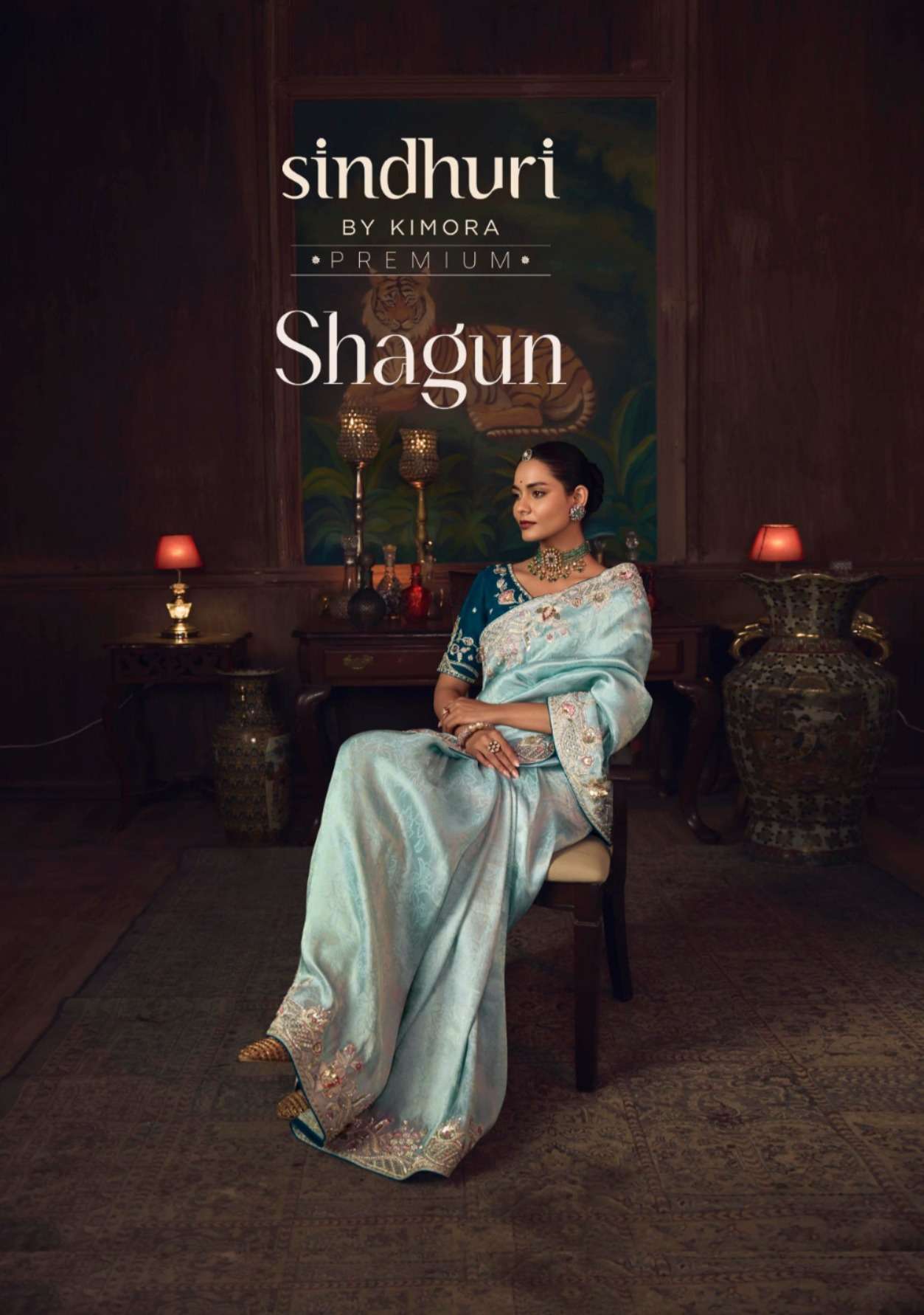 Shagun Silk Embroidery Saree by Kimora Collection Party and Wedding Wear Krisha Creation Surat