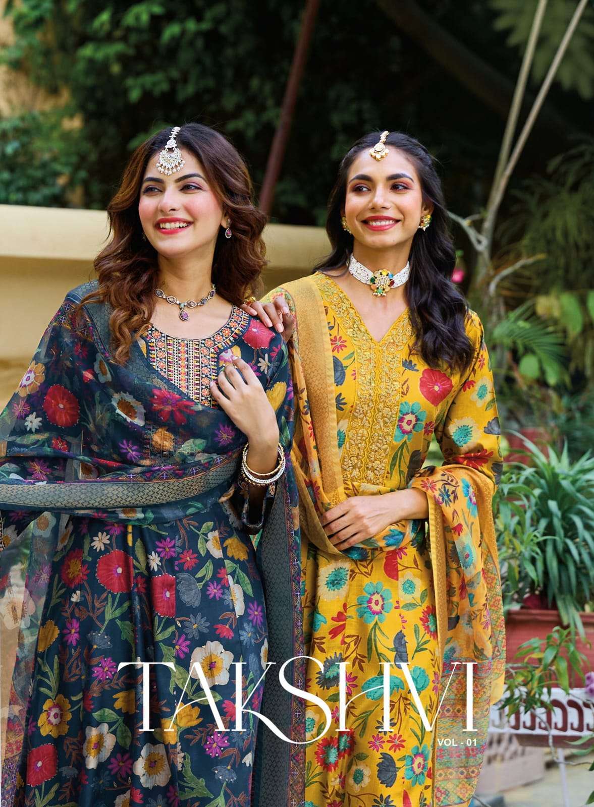 Takshvi Vol 1 Radhika Lifestyle Vertican Print Embroidered Suit with Organza Jacquard Dupatta Krisha Creation Wholesaler Surat