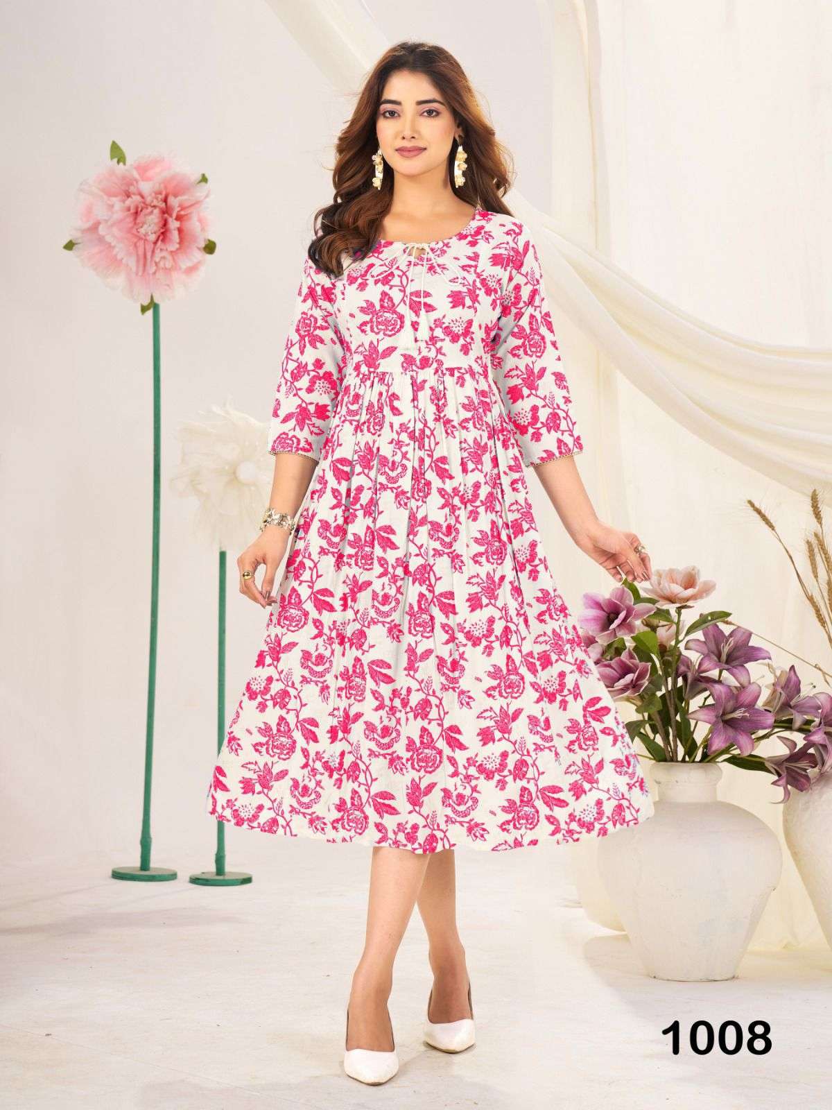 Buy Online Classmate 14kg Rayon Midi Style Fancy Print Kurti 