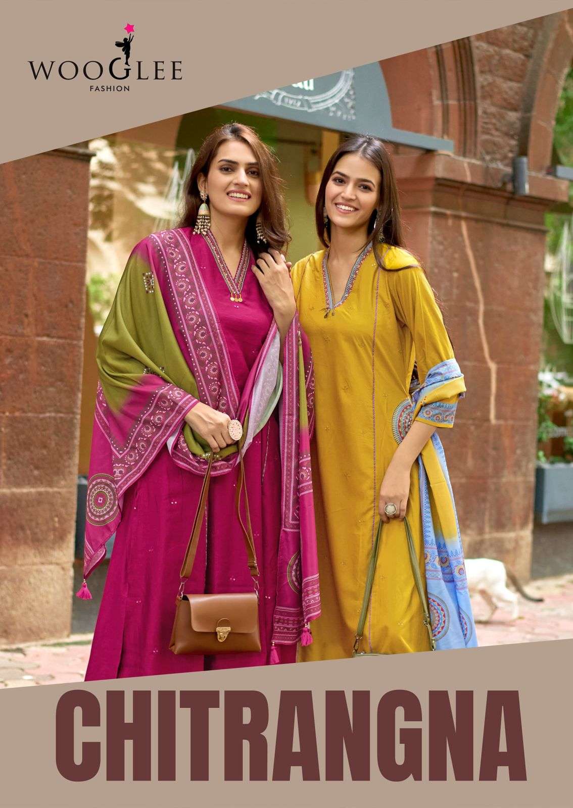 Chitrangna Wooglee Berline Viscose Embroidery and Handwork Kurti Palazzo Dupatta Collection