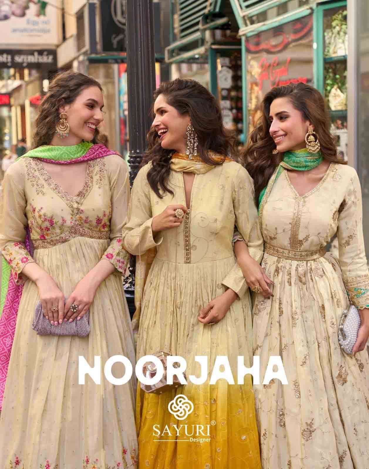 Noorjaha By Sayuri Designer Premium Real Simar Silk Embroidery Gown with Dupatta Set