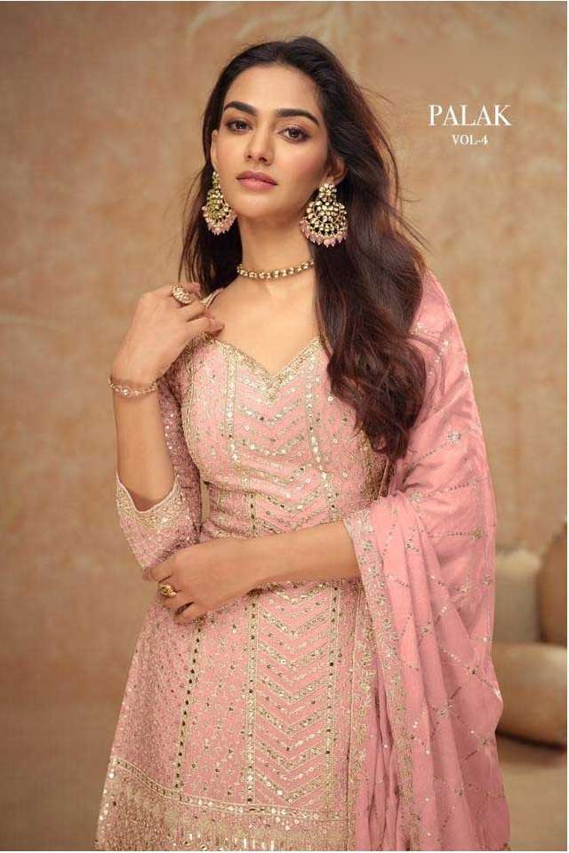 Palak vol 4 Gulkayra Real Chinon Heavy Embroidery work Designer Suit 