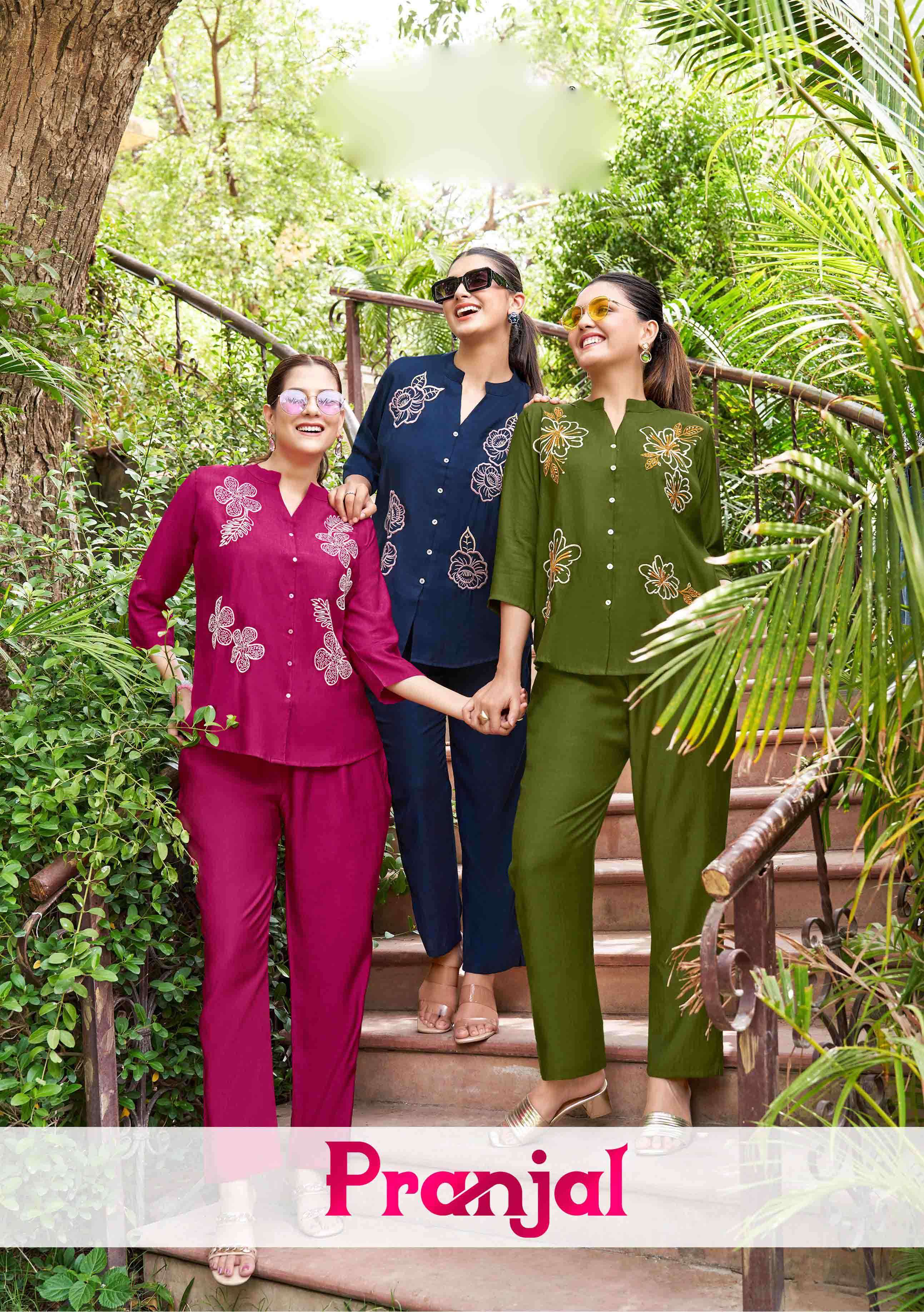 Pranjal Mittoo viscose weaving threadwork and handwork designer cord sets