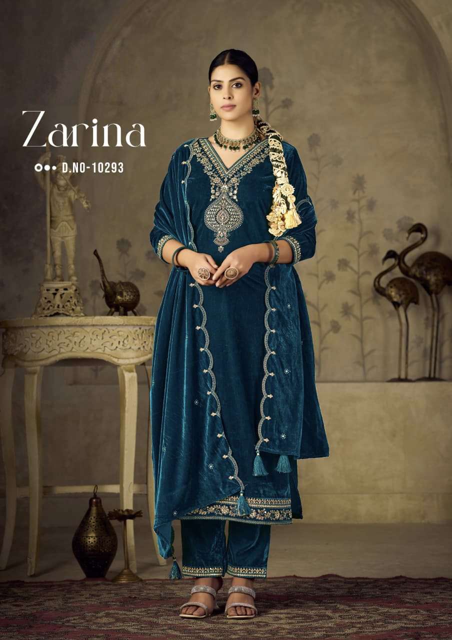 Rangoon Zarina Viscose Bravo Velvet with Heavy Work for Eid Festival online at krisha creation