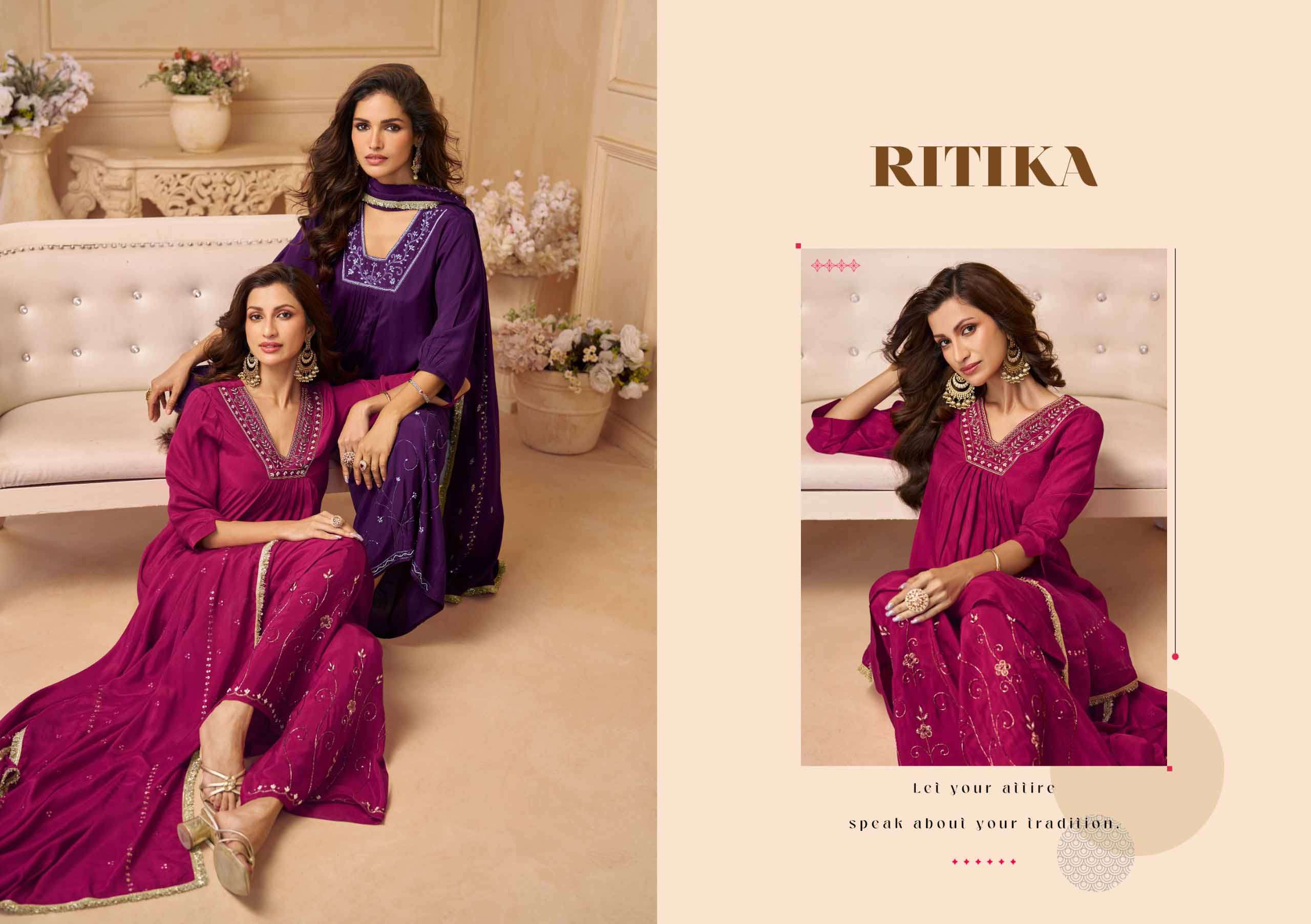 Ritika Crepe Suit Collection lily and Lali Designer Handwork Suit Krisha Creation Wholesale in Surat