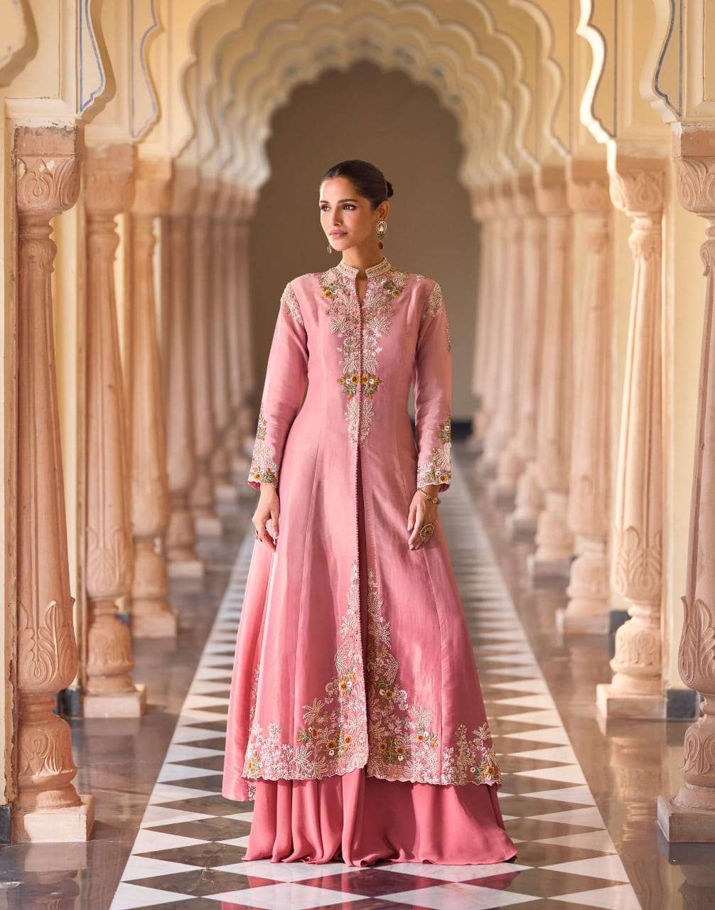 Rosy by Sayuri Designer Premium Real Chinon Simar and Organza Silk with Heavy Embroidered Wedding Collection