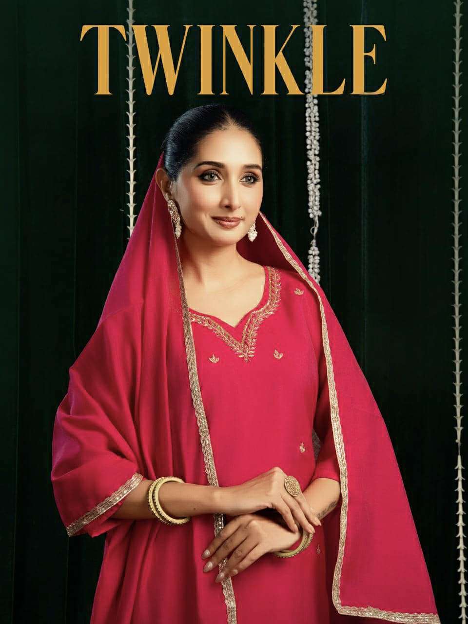 Twinkle Kaya Three Pcs Straight Cut Suit Mul Chanderi and Roman Silk Collection at Krisha Creation Surat