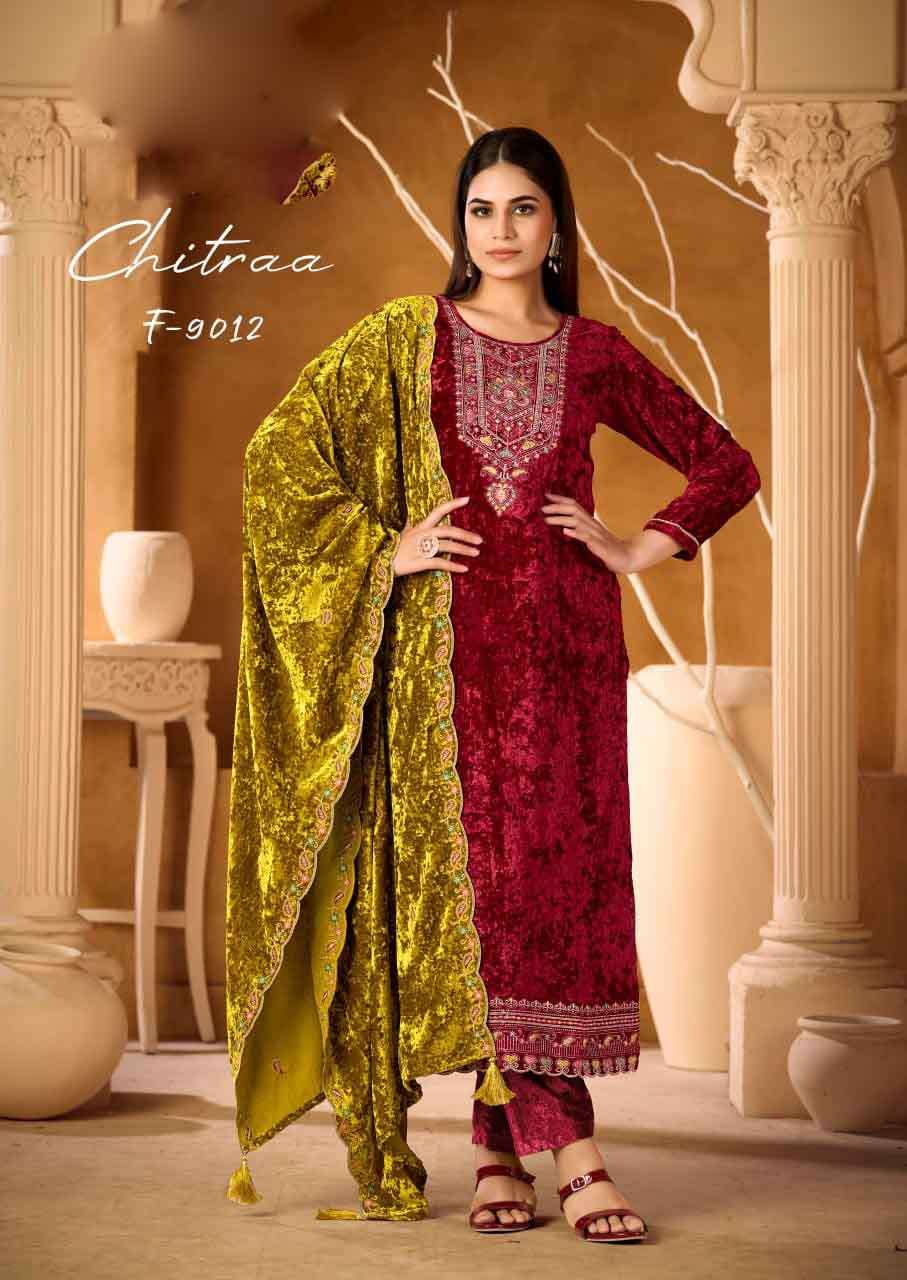 Chitra Pure Makhmal Velvet with Embroidery work Suit Collection for Winter Season 