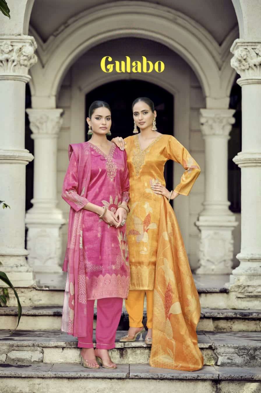 Gulabo Fancy Party Wear OSSM Collection Jacquard Shimmer Silk Embroidery Suits Krisha Creation Surat