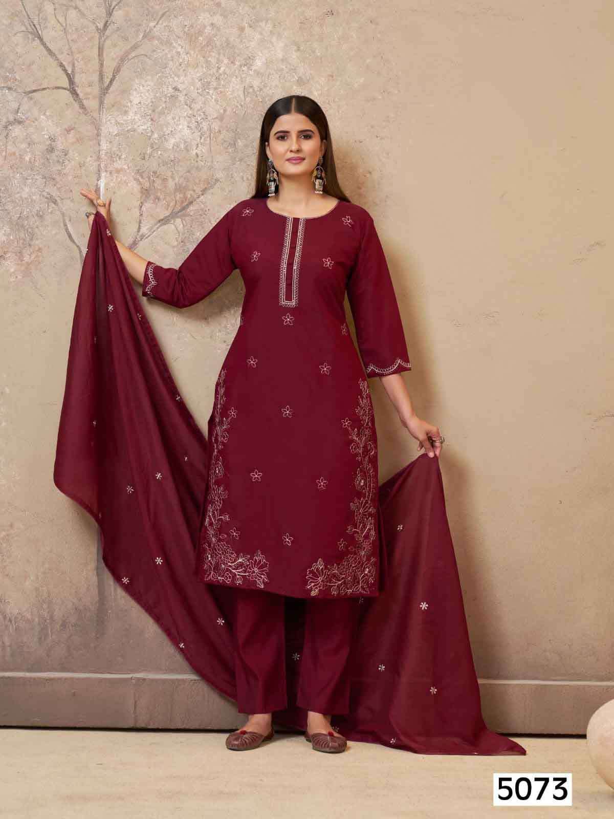 Hiba Blue Hills plus size Roman silk Heavy embroidery work kurti pant dupatta set