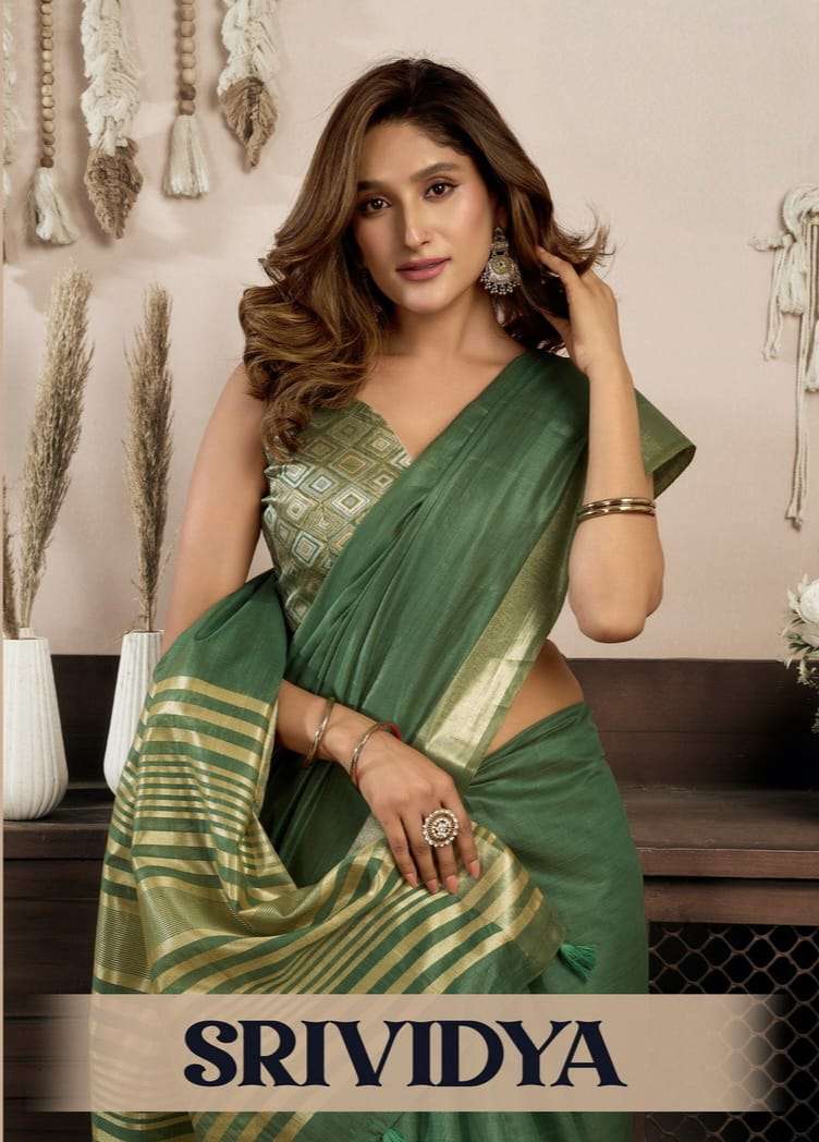 Srividya by krisha khadi cottton with brocade blouse fancy south style sarees collection