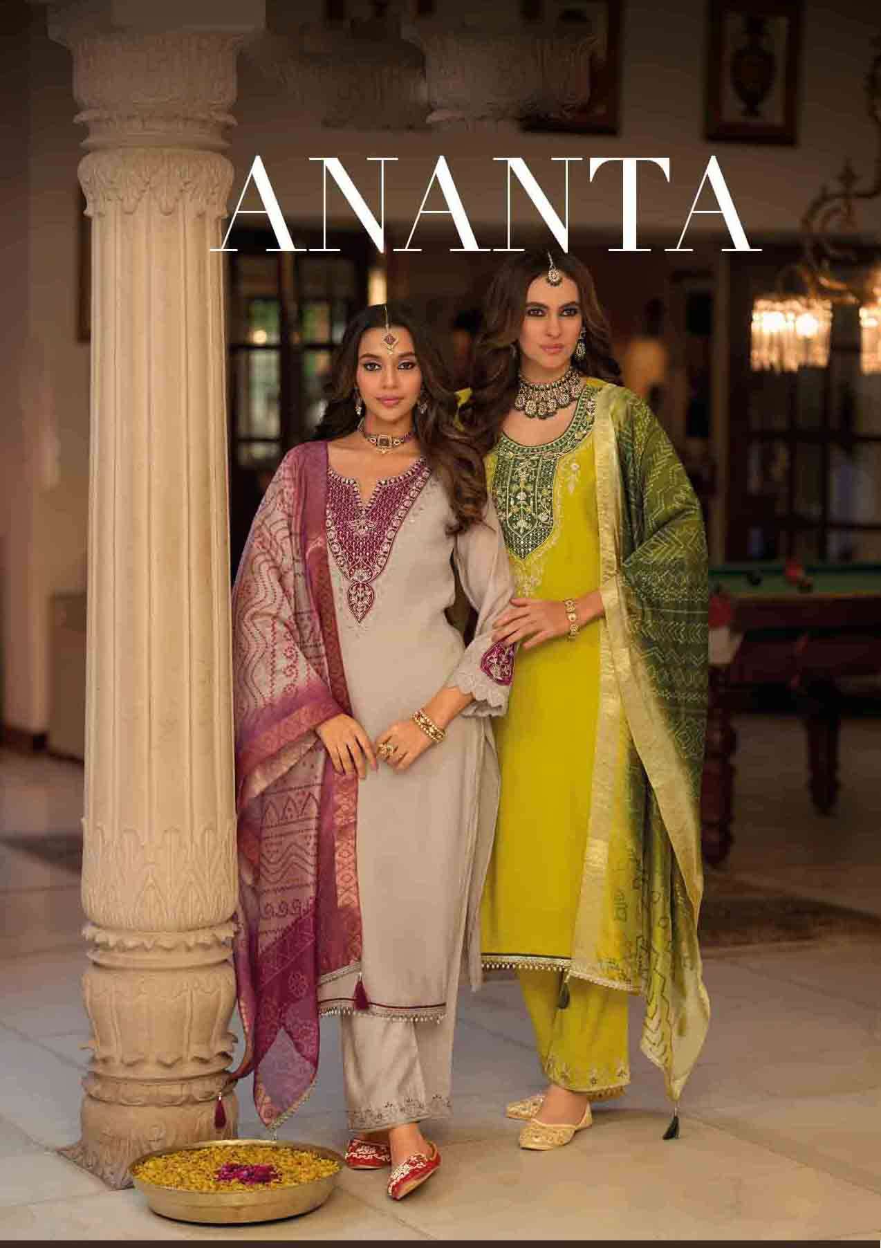 Ananta fancy embroidery & handwork lily & lali fancy kurti pant dupatta set