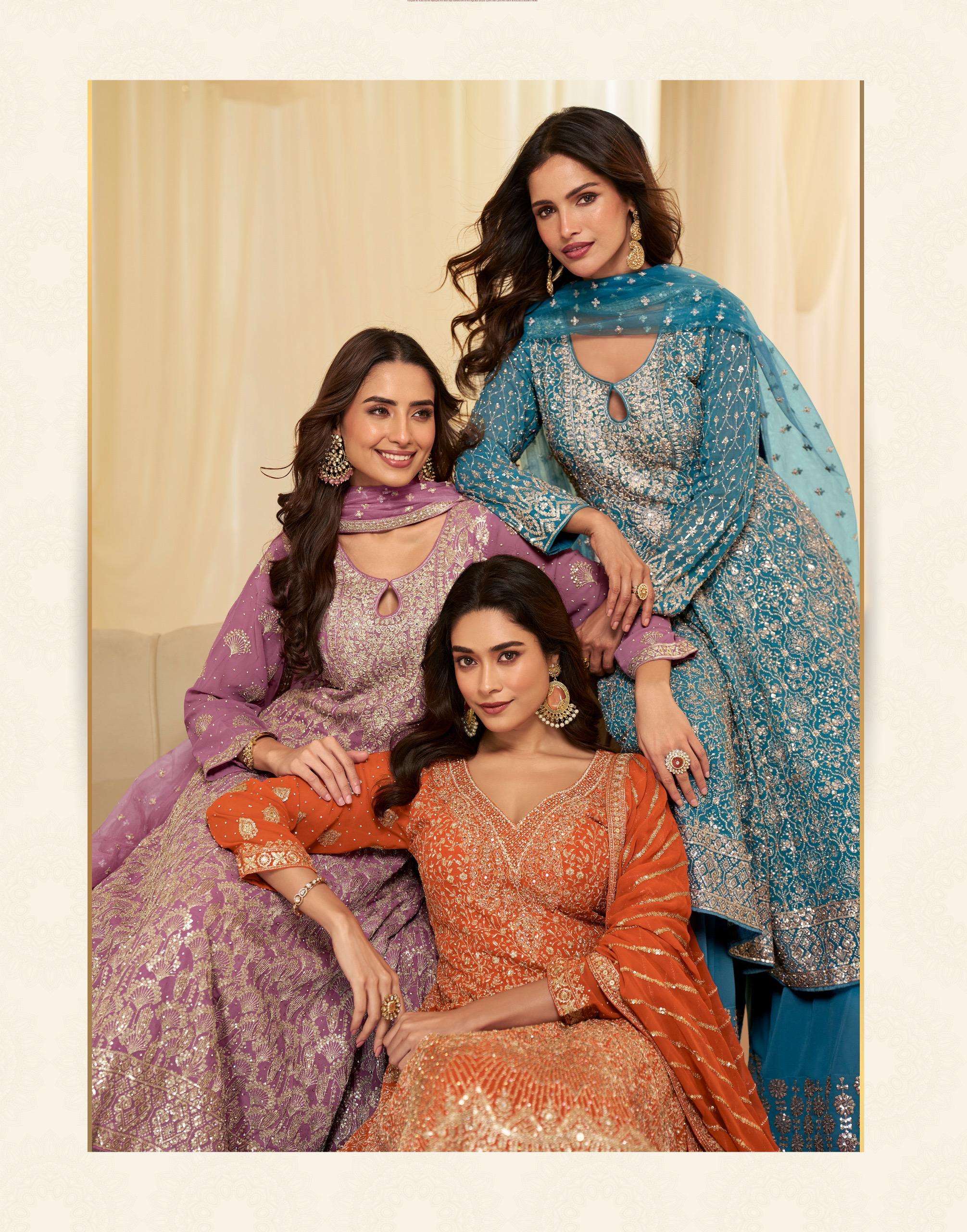 avanitka sayuri premium luxury heavy embroidery swarovski zarkan work palzzo suit for eid festival
