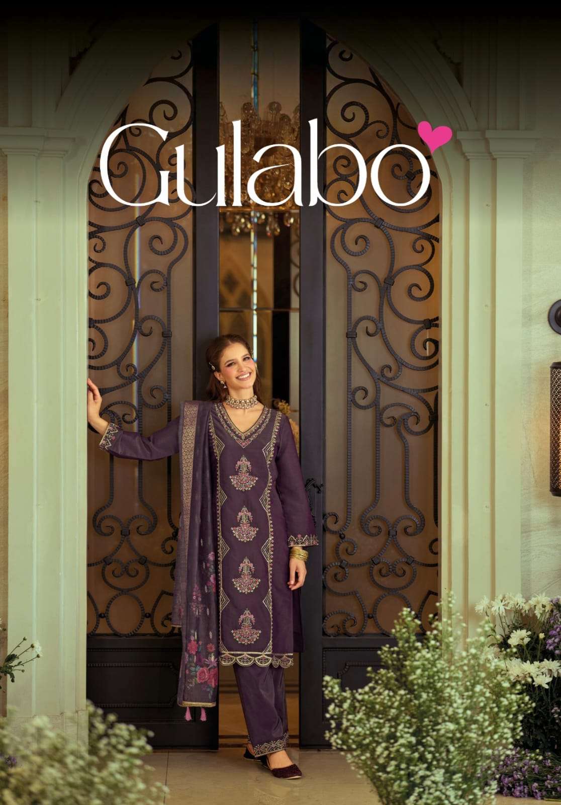 gulabo by lily & lali premium luxury embroidery & handwork collection kurti pant dupatta set