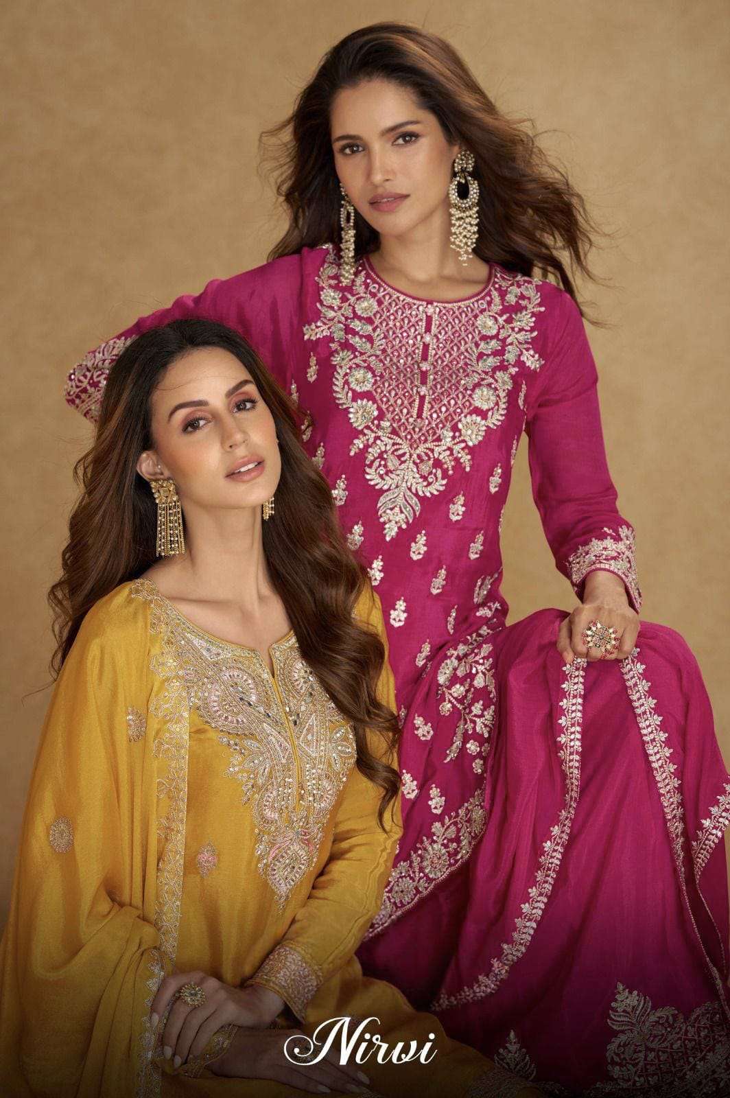 Nirvi by Gulkayra Real Chinon Heavy Embroidery & Handwork Palazzo Suit collection