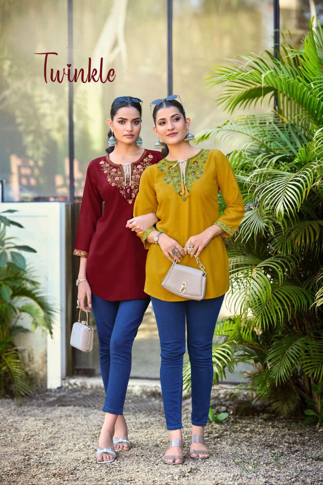 twinkle tips & tops fancy western short kurtis at krisha creation