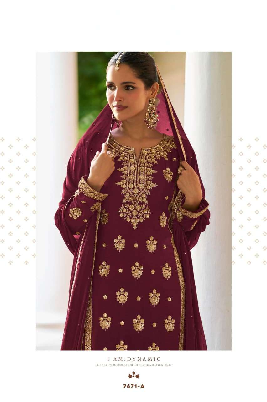 farida gulkayra real chinon with heavy embroidery palazzo suit collection