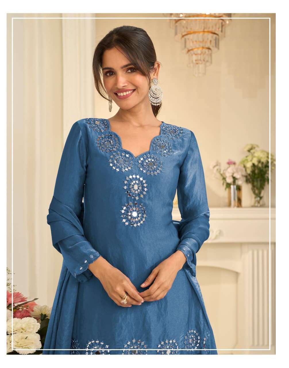 miiror collection 10303 by sayuri designer premium tora silk top with palazzo and dupatta set