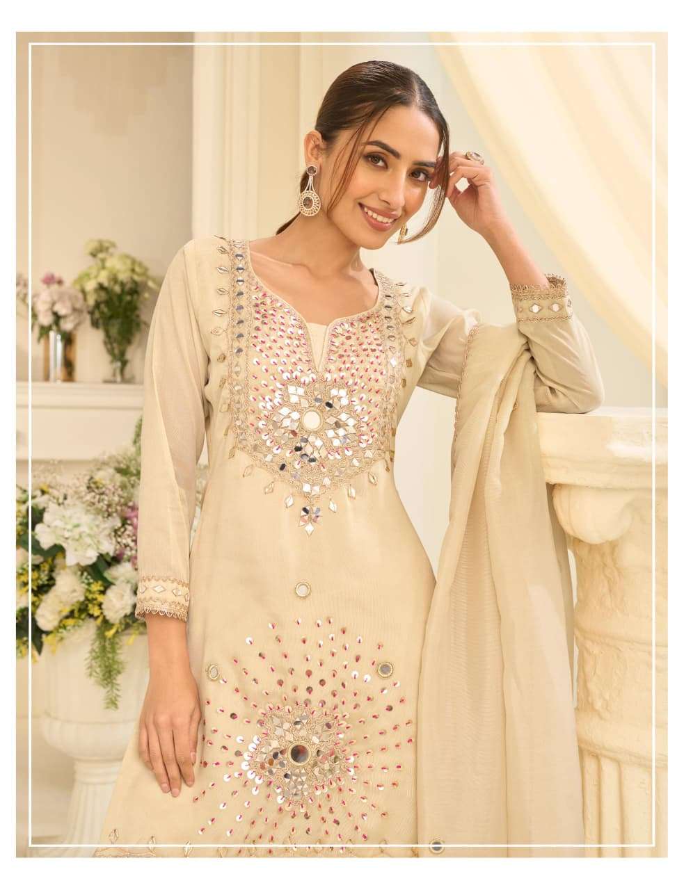 Mirror collection 10312 by sayuri designer Elegant Premium Simar Silk Top with Gharara and Dupatta