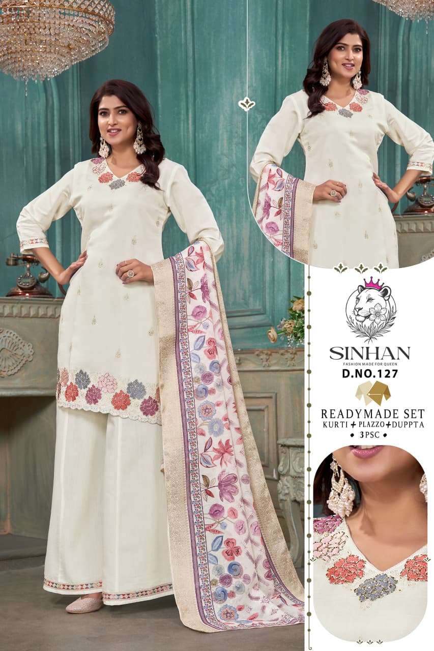 sinhan vol 2 by krisha creation soft roman premium embroidery kurti palazzo collection