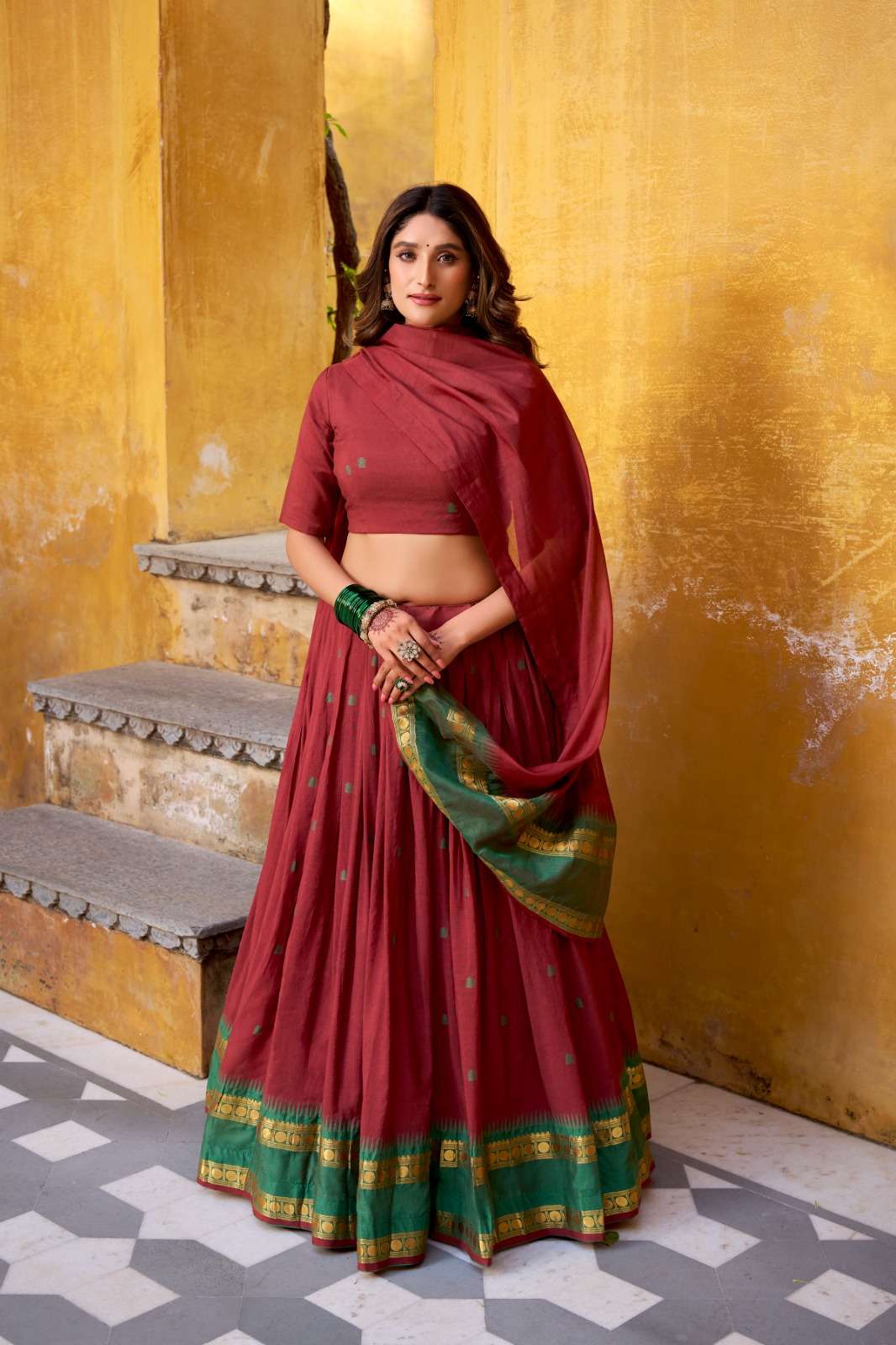 parithra south indian style pure chanderi lehenga choli at krisha creation wholesaler