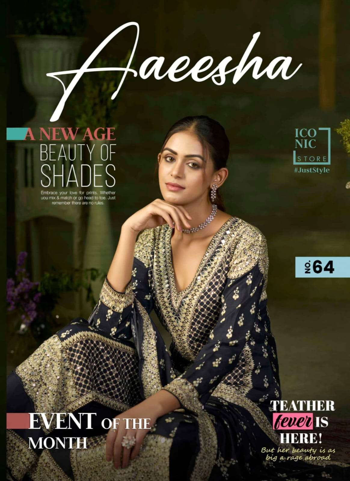 Rangoon Aaeesha Pure Muslin Mirror Work Kurti Palazzo Dupatta Set at Krisha Creation Wholesaler