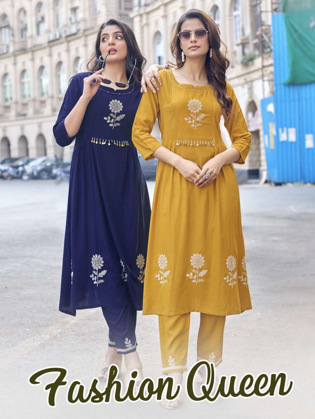 fashion queen heavy rayon embroidery designer cord set at krisha creation