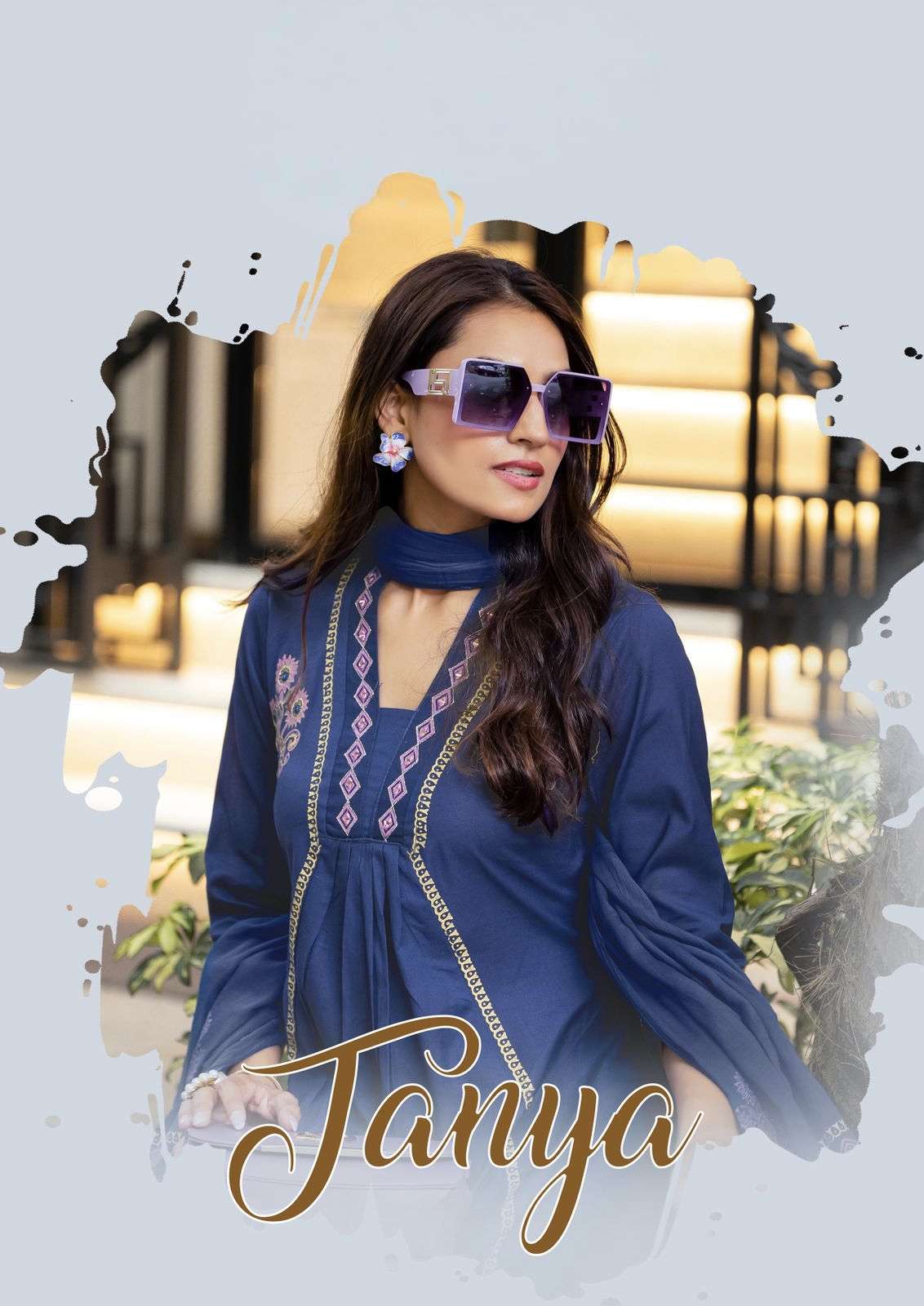tanya wooglee by krisha creation cotton flex embroidery kurti pant dupatta set