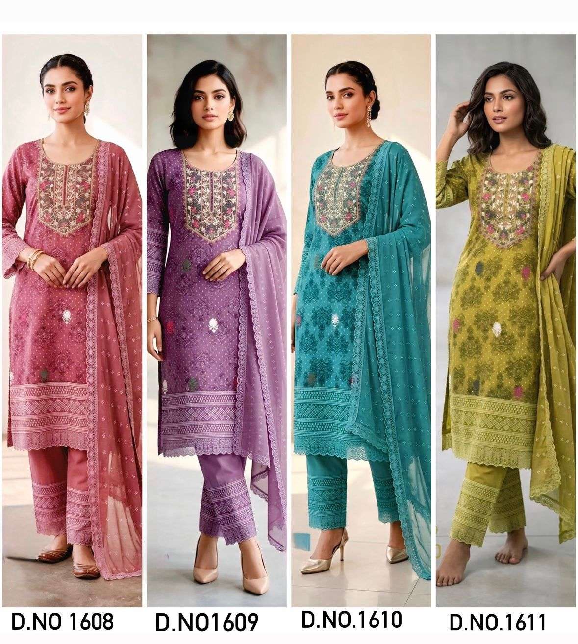 kumb viber vol 2 1608 series Heavy Georgette Schiffli chikankari Kurti with crepe Pant Embroidered Dupatta set