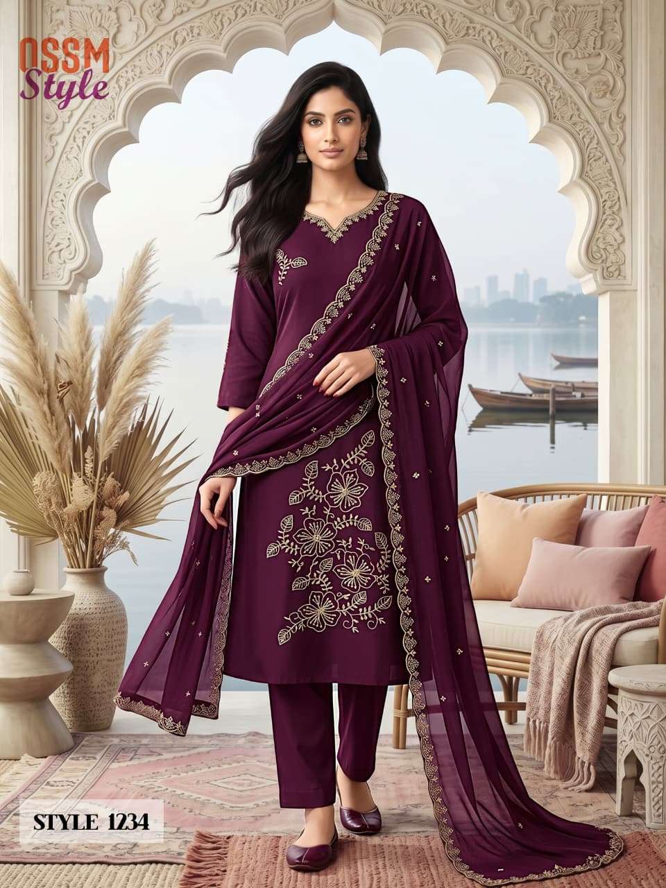 ossm dabu cotton a line kurti with embroidery work collection