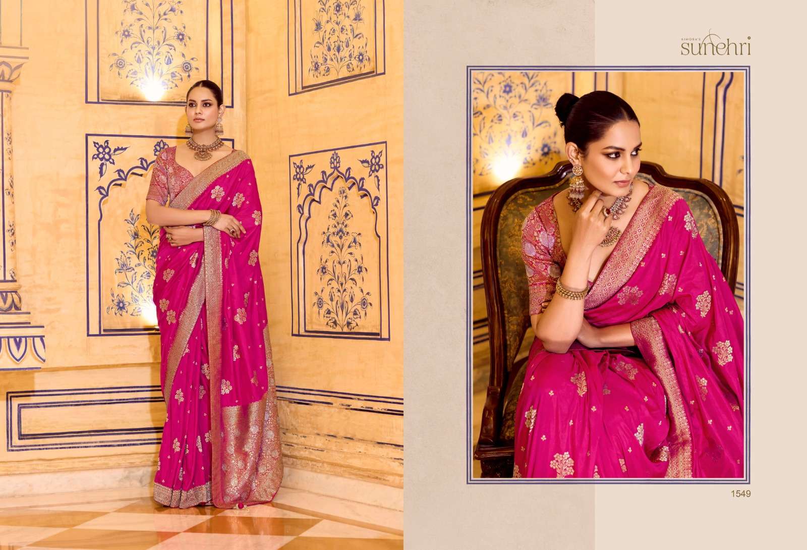 rajmahal by sunehri kimora premium crepe silk sarees for wedding season