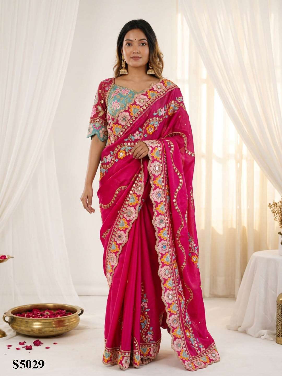 Disha Designer Sarees with Readymade Blouse for Festive Season Krisha Creation