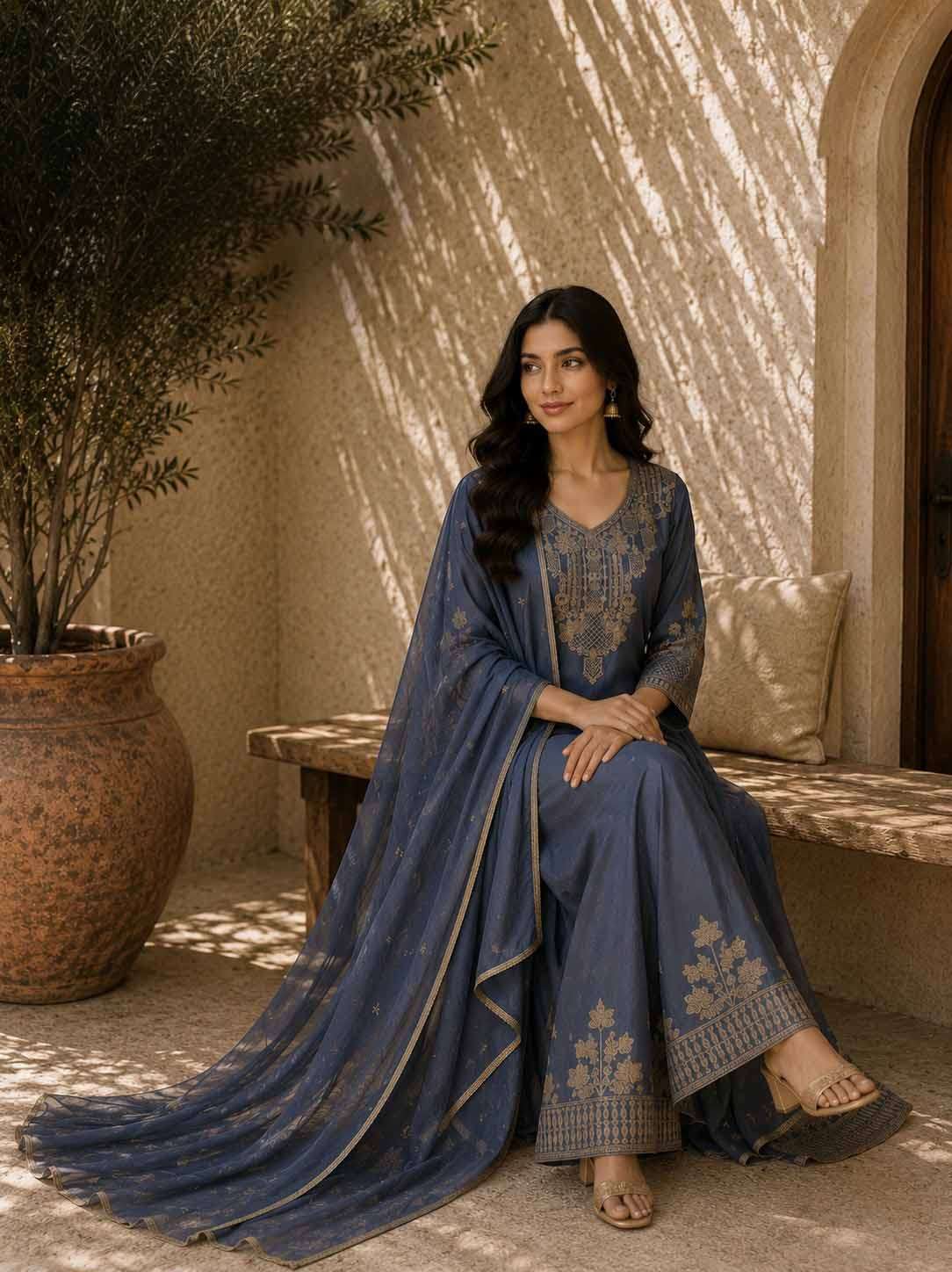 krisha creation present Rangoli crush Heavy Embroidery Palazzo Style Suit collection for Eid Festival