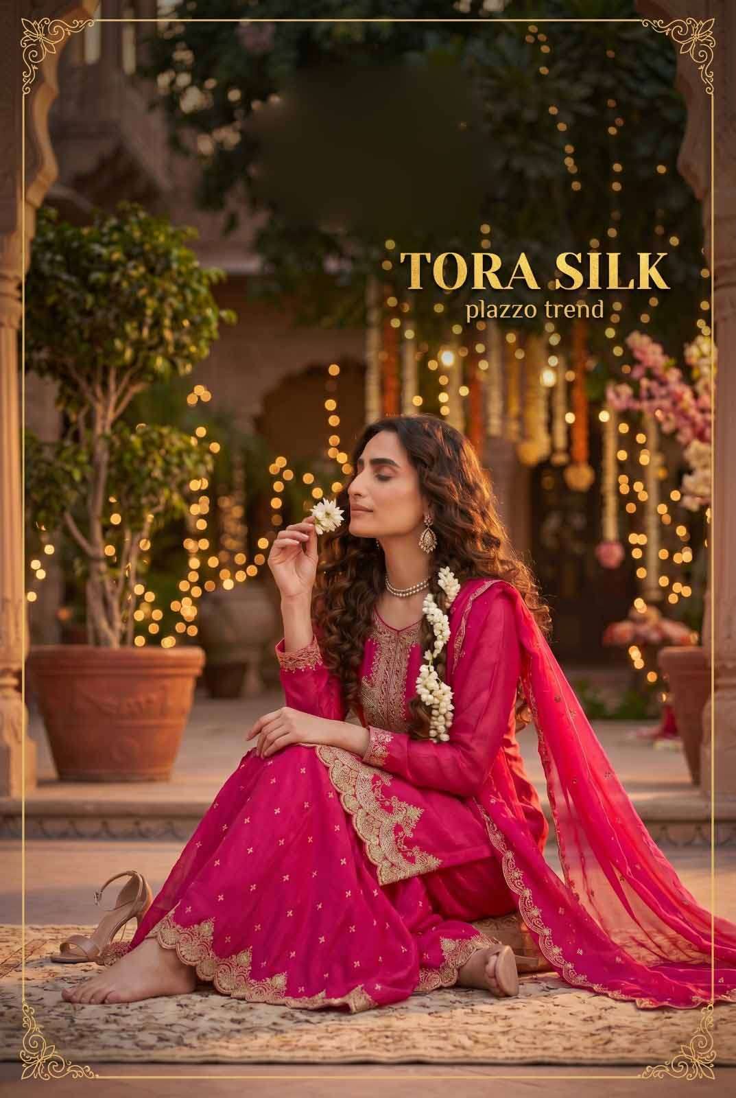 krisha creation presents Roohaa vol 18 Tora Silk with Embroidery wotk Top Palazzo & Dupatta set