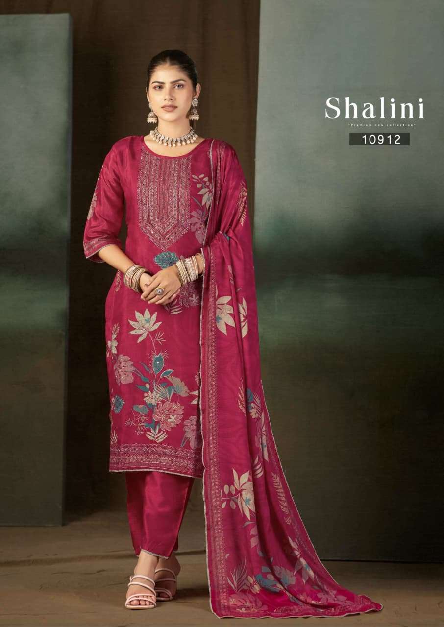 rangoon shalini pure muslin swaroski work top with pant & dupatta set