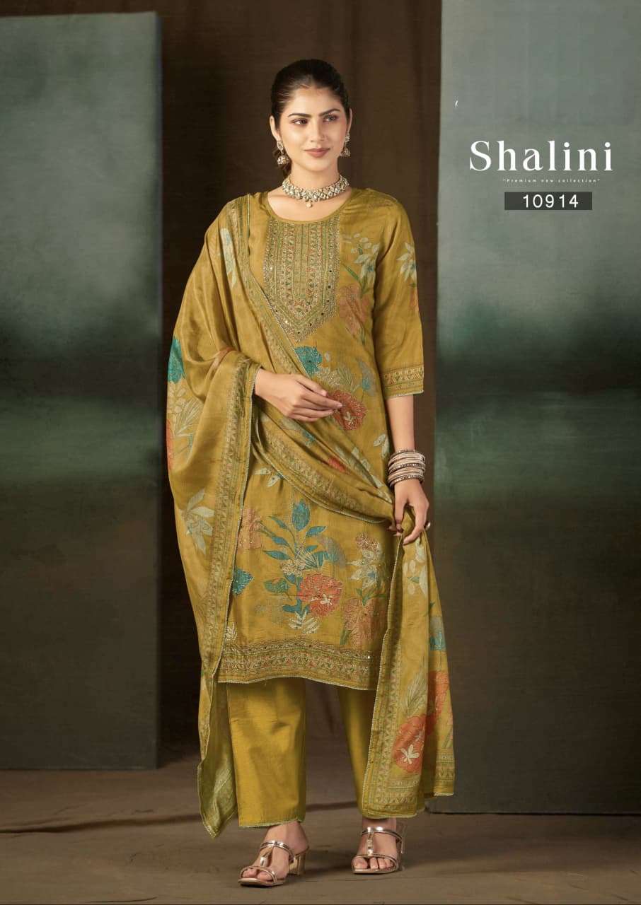 rangoon sveta pure muslin digital print aari & swaroski work top with pant & dupatta set