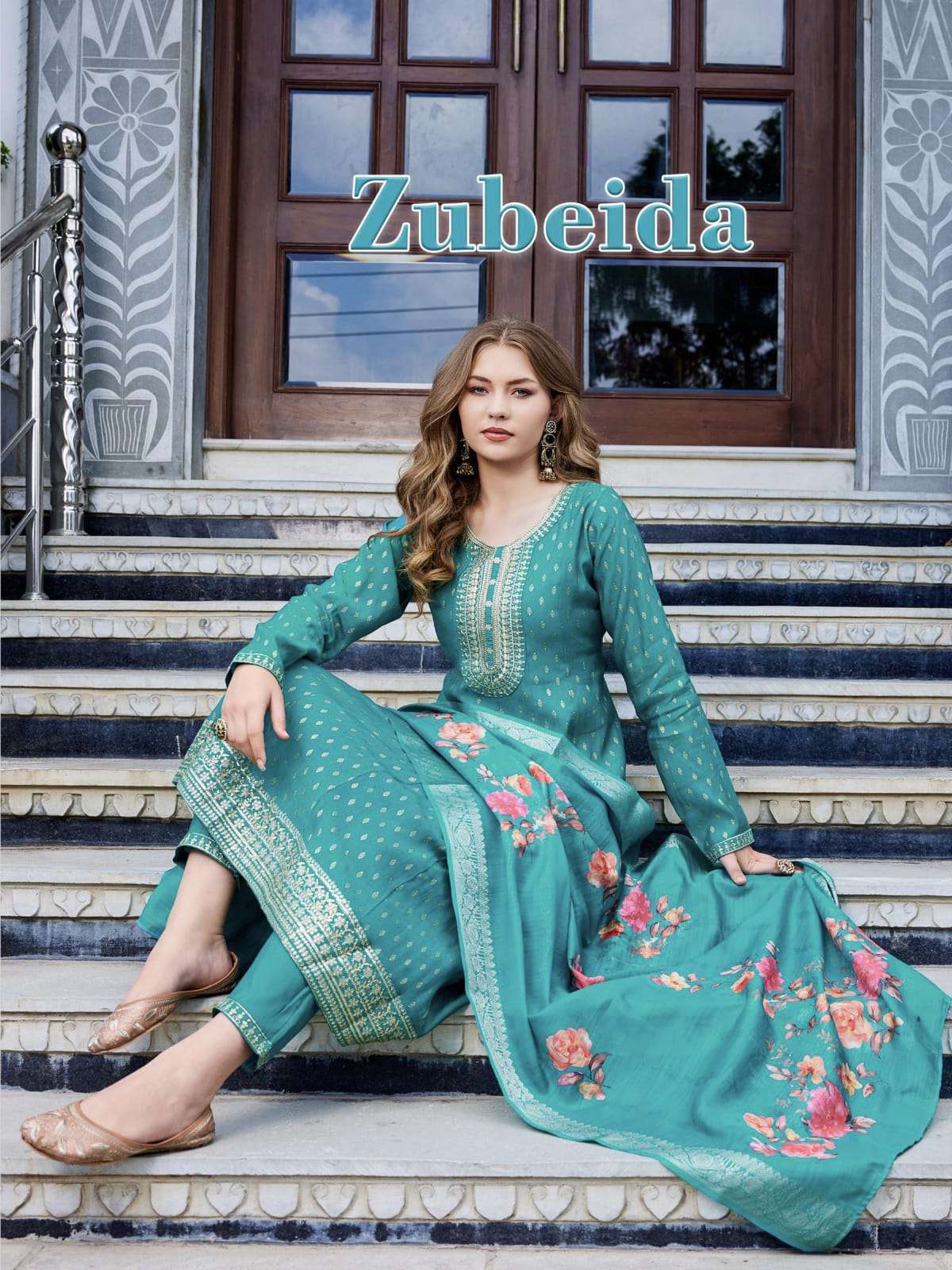 Zubeida by krisha creation Plus Size Anarkali Kurti Pant Dupatta Set Wholesale