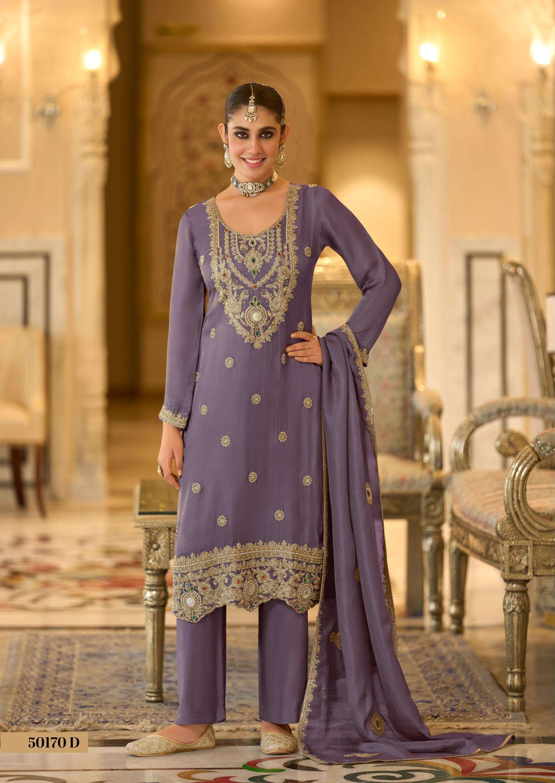 50170 Premium Coord Silk with Embroidery work Designer Salwar Suit at wholesaler krisha creation