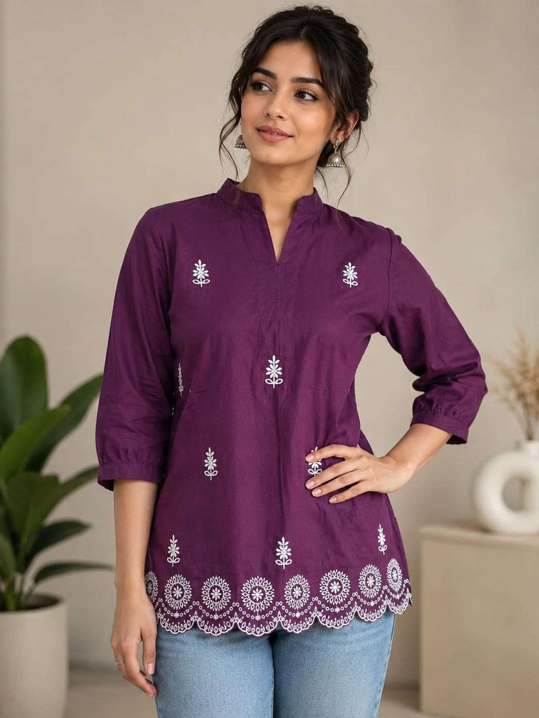 rashi cotton 60 60 fancy embroidery short top collection now at krisha creation wholesaler