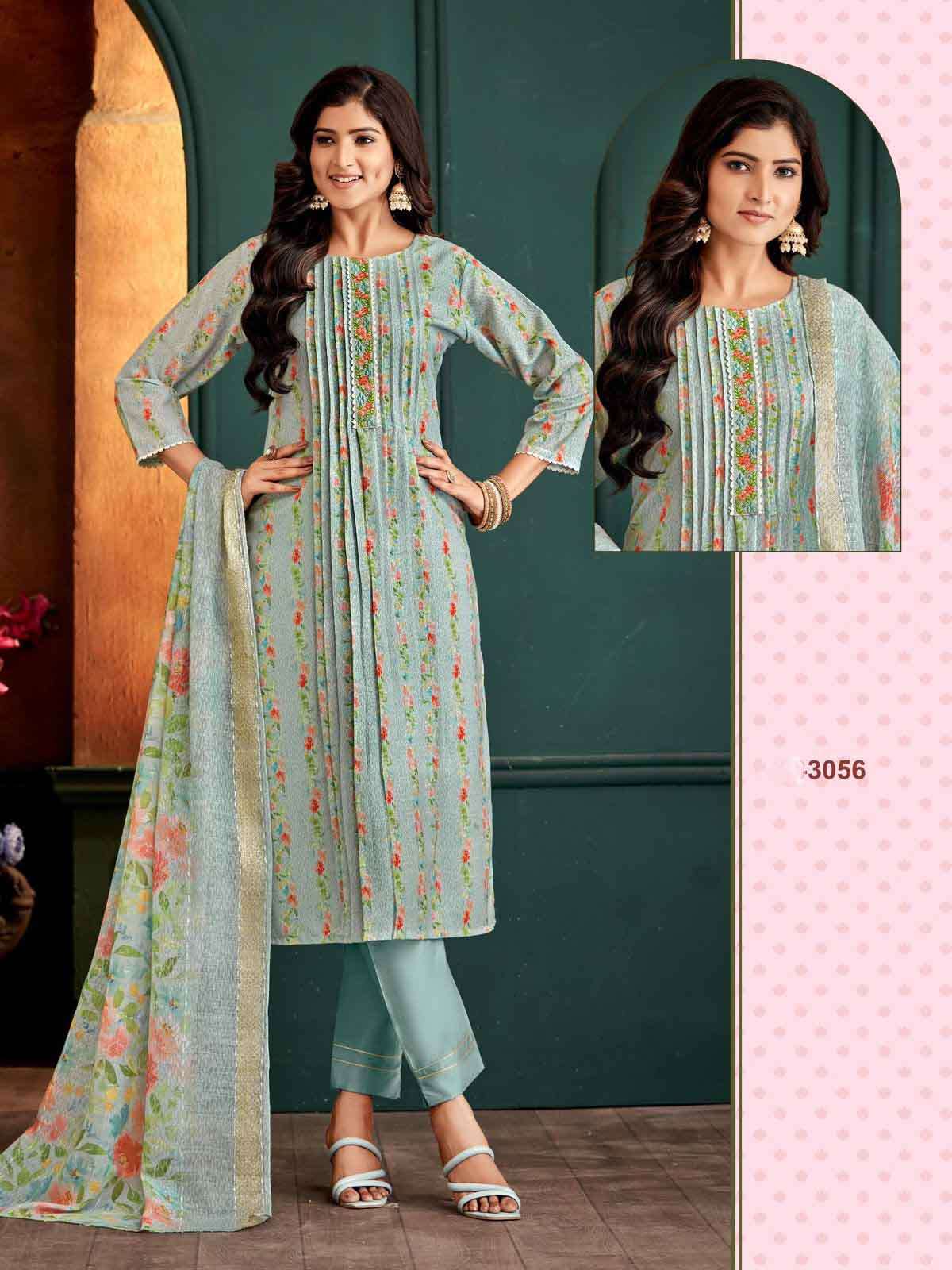 Girls Summer Cotton 3-Piece Suit – Pink Embroidered Kurti, Pants & Dupatta Set