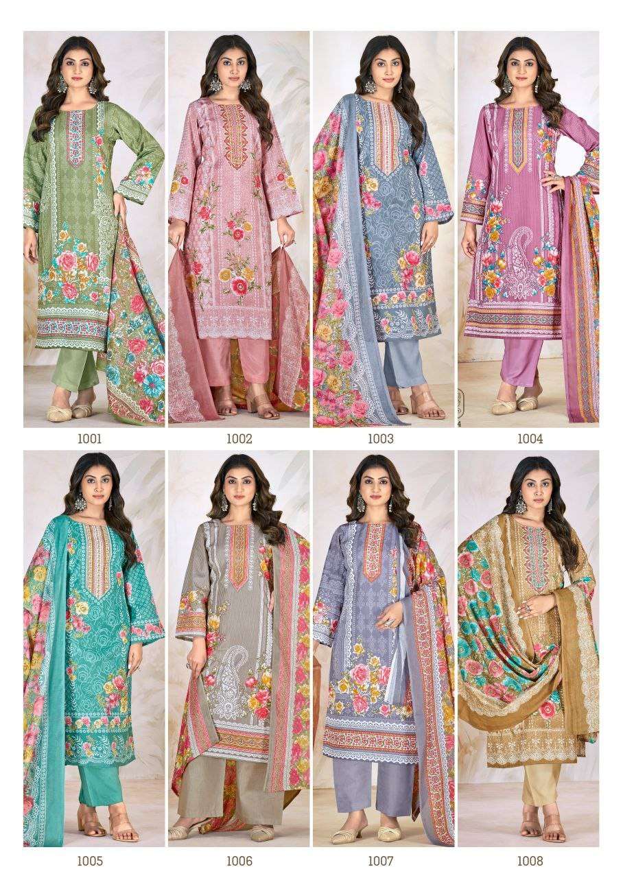 KRISHA CREATION SAFAR VOL-1 MIX COTTON WITH WORK FANCY DESIGNER UNSTITCHED SUITS